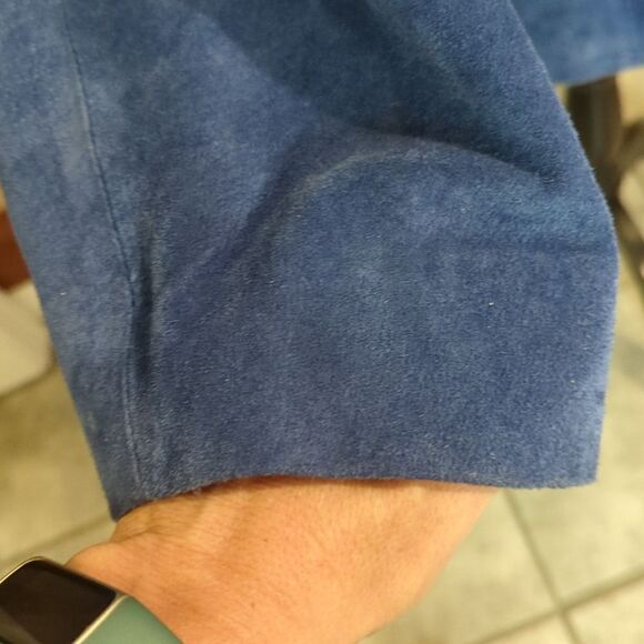 1X 100% leather blue beaded Nolan Miller zip up jacket - Picture 4 of 9